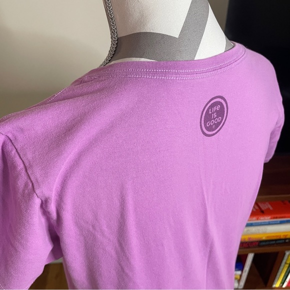 Life is Good Small Pink Mountain Mama V-neck Graphic Tee 100% Cotton Crusher Tee - Picture 10 of 14